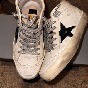 Golden Goose Cream and Black Star Sneakers